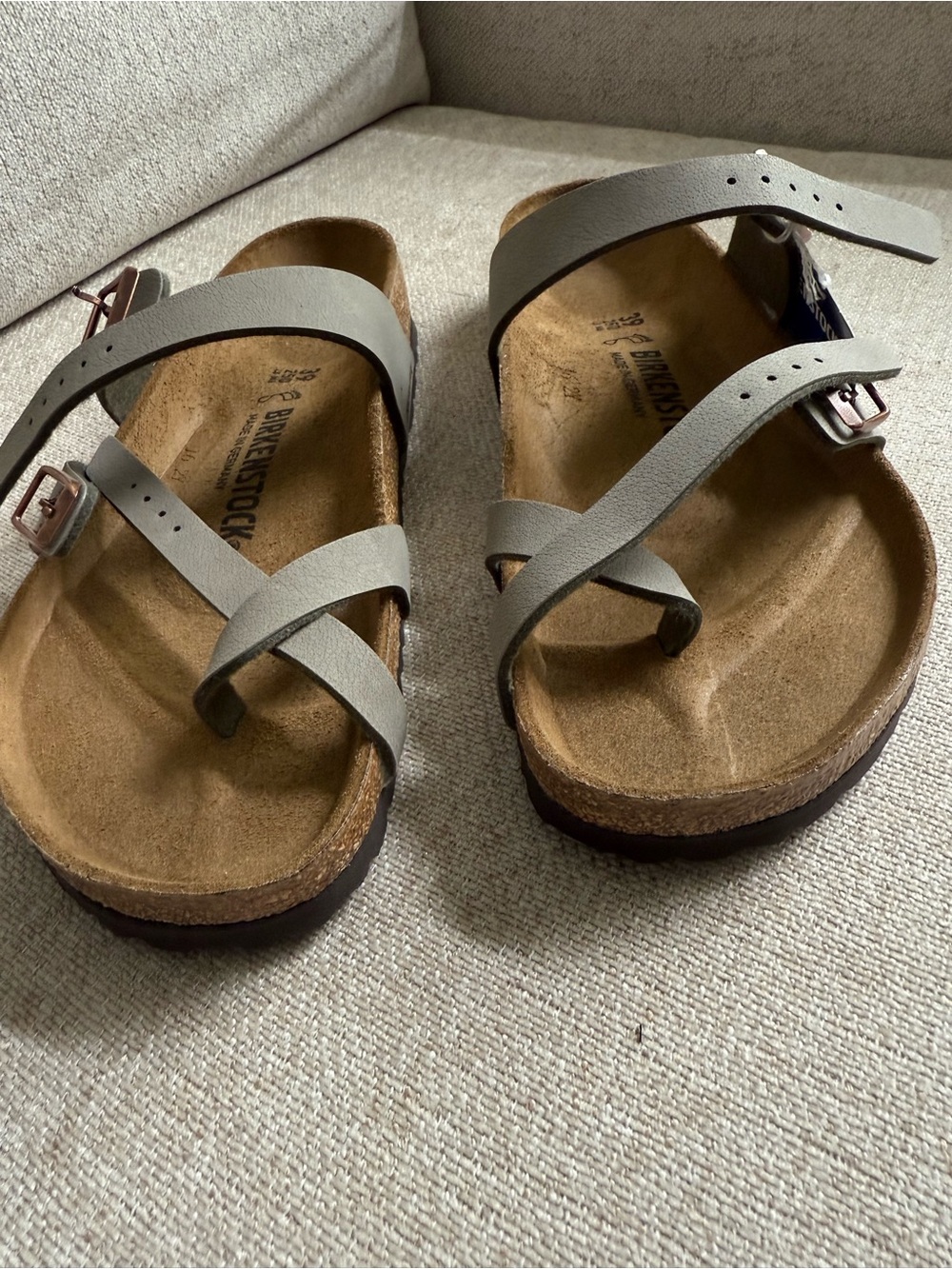 NWT Birkenstock Mayari Birko-Flor Sandals Stone Gray Size 39 US 8-8.5 - Picture 9 of 13